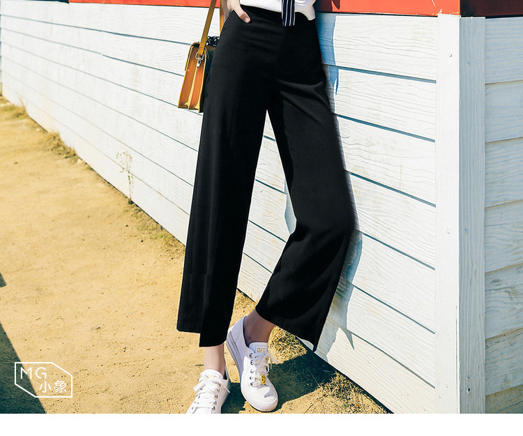 毛菇小象高腰chic雪纺阔腿裤女夏2017新款宽松