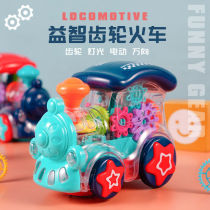 Childrens electric toy gear train music car girl 1 year old baby 2 year old 3 boy toy car small