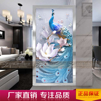 Art glass screen partition 3D frosted porch murals tempered painting process double-sided modern style Peacock map