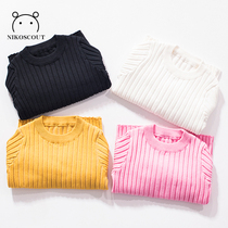 children's sweater girl bottoming sweater girl korean style children's autumn and winter thin round neck elastic baby sweater