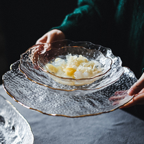 Fruit plate crystal glass living room household fruit plate salad bowl creative vegetable plate Nordic soup bowl dessert bowl