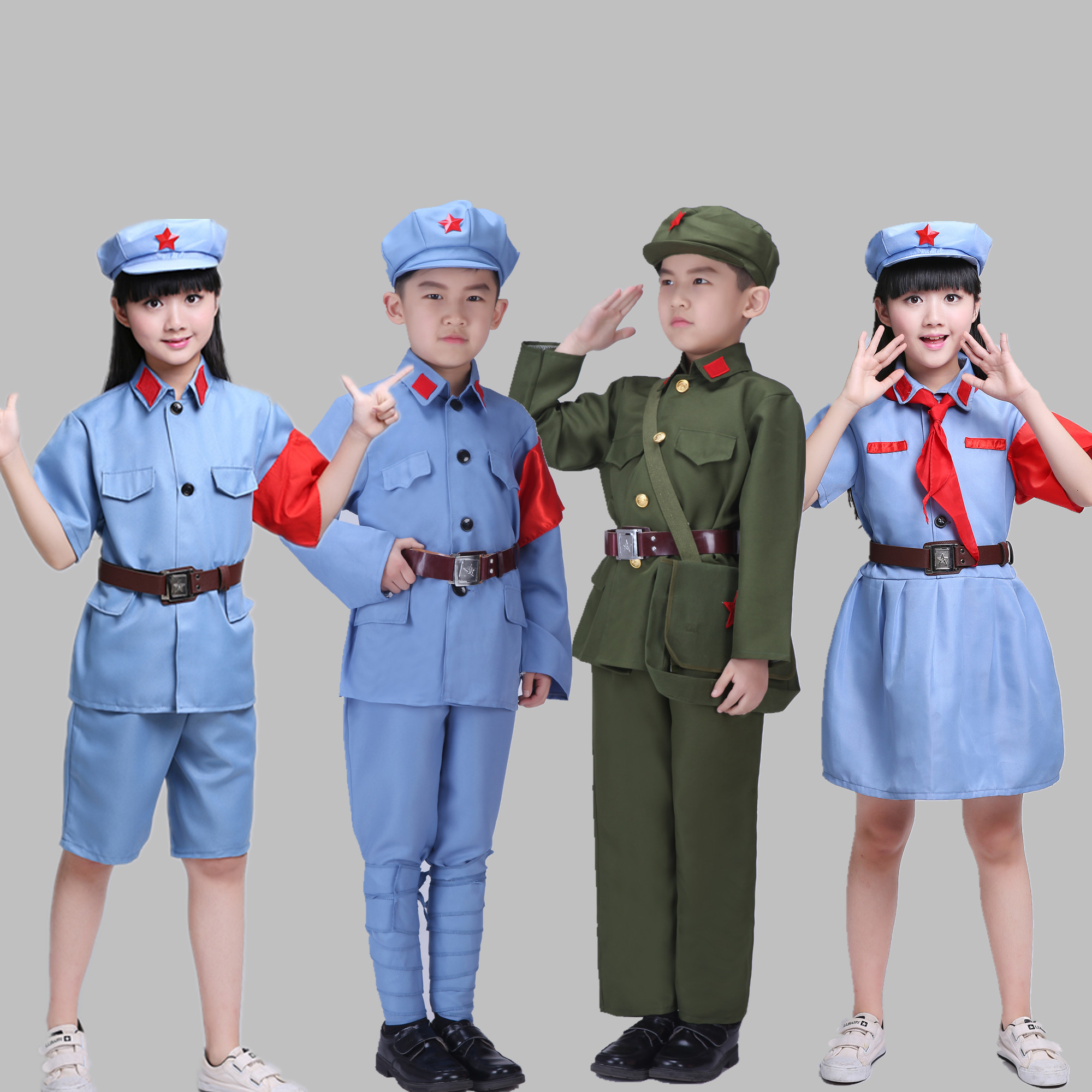 成人儿童红军演出服小八路服装抗战校园舞台军装表演