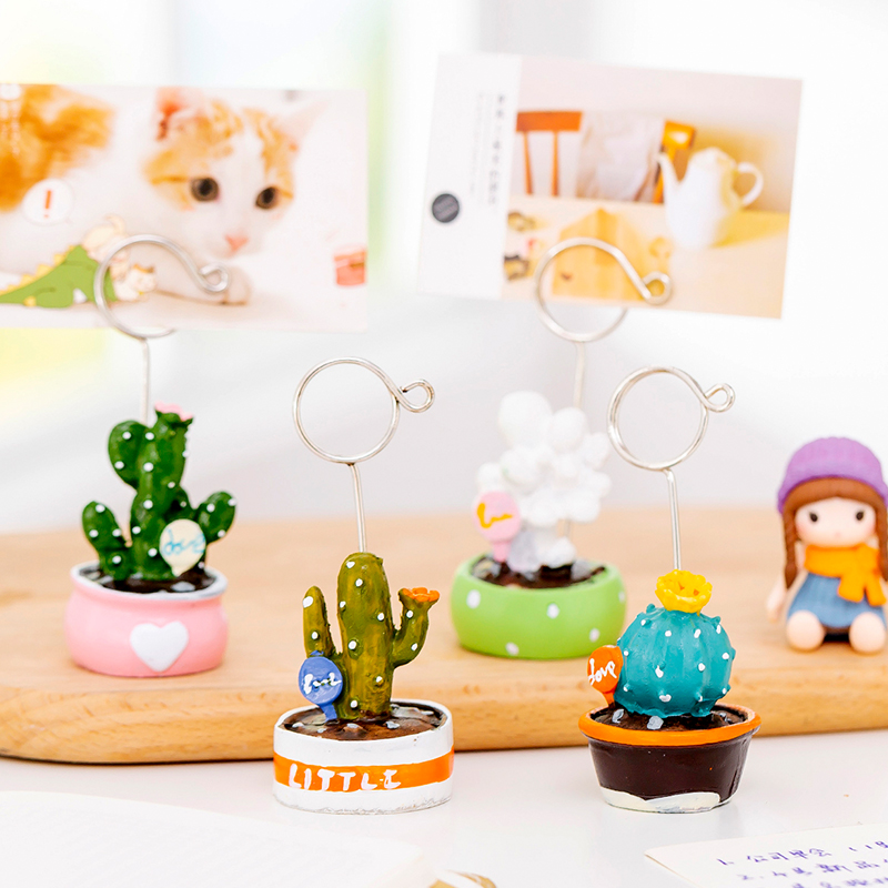 small fresh cartoon resin photo folder creative cute succulents memo folder message folder mini desktop decoration