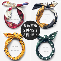 Korean wild ins headscarf retro silk scarf Korean version of fresh tied hair variety triangle scarf super fairy French hairband female