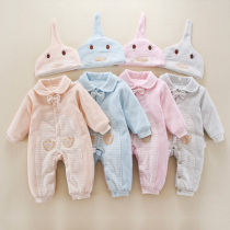 Newborn Conjoined Clothes 0-3-6 Months Winter Baby Pure Cotton Clothing Clip Cotton Baby Khays Warm Autumn Winter Clothing