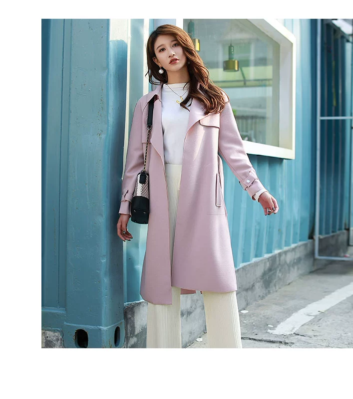 Shen Yidu Spring 2021 phụ nữ mới mùa xuân và mùa thu mùa xuân và mùa thu áo khoác gió mỏng trung thu 2641 - Trench Coat