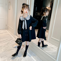 Girl dress long sleeve college style children autumn dress bow skirt girl top child clothes tide boy