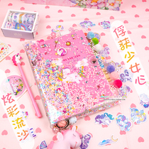 A5 Net Red Girl heart hand account book creative cute unicorn quicksand checkbook loose-leaf set