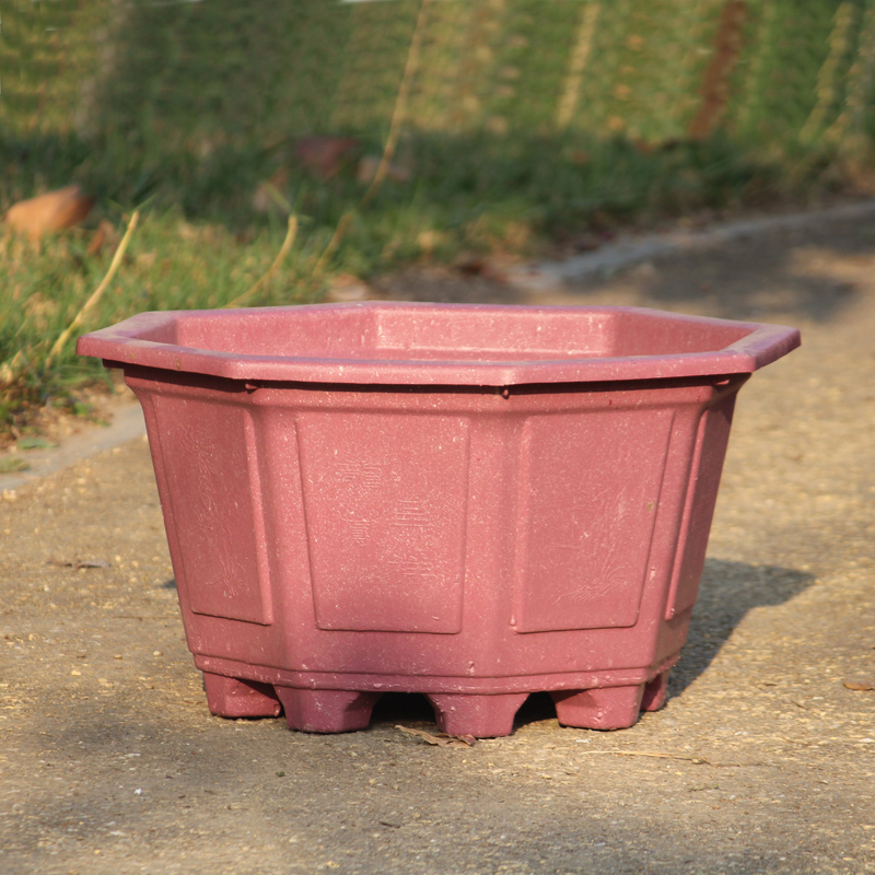 大号特大号加厚八角塑料花盆红色种树盆景三角梅龙缸盆包邮无托盘