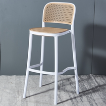 Nordic Bar Chair Minimalist Modern Home Plastic Imitation Vine High Foot Bar Chair 75cm High Net Red Bar Bench Backrest White