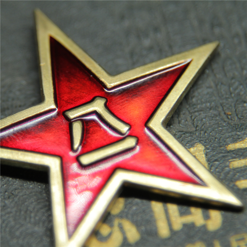 包邮50式帽徽高端复制纯铜红军八一五角星五零道具非原品65解放帽
