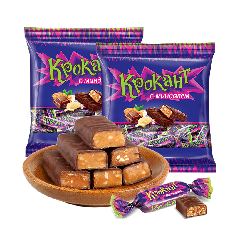 kdv正品俄罗斯果仁夹心紫皮糖500g