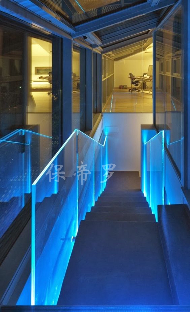 发光玻璃栏杆铝合金加厚款u型底槽无框玻璃护栏底槽