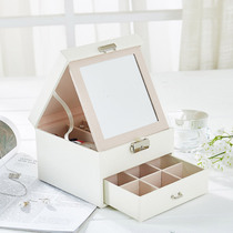 Minimalist earrings containing box woman with mirror Nordic ins first accessories box small number home necklace ear nail ornament box