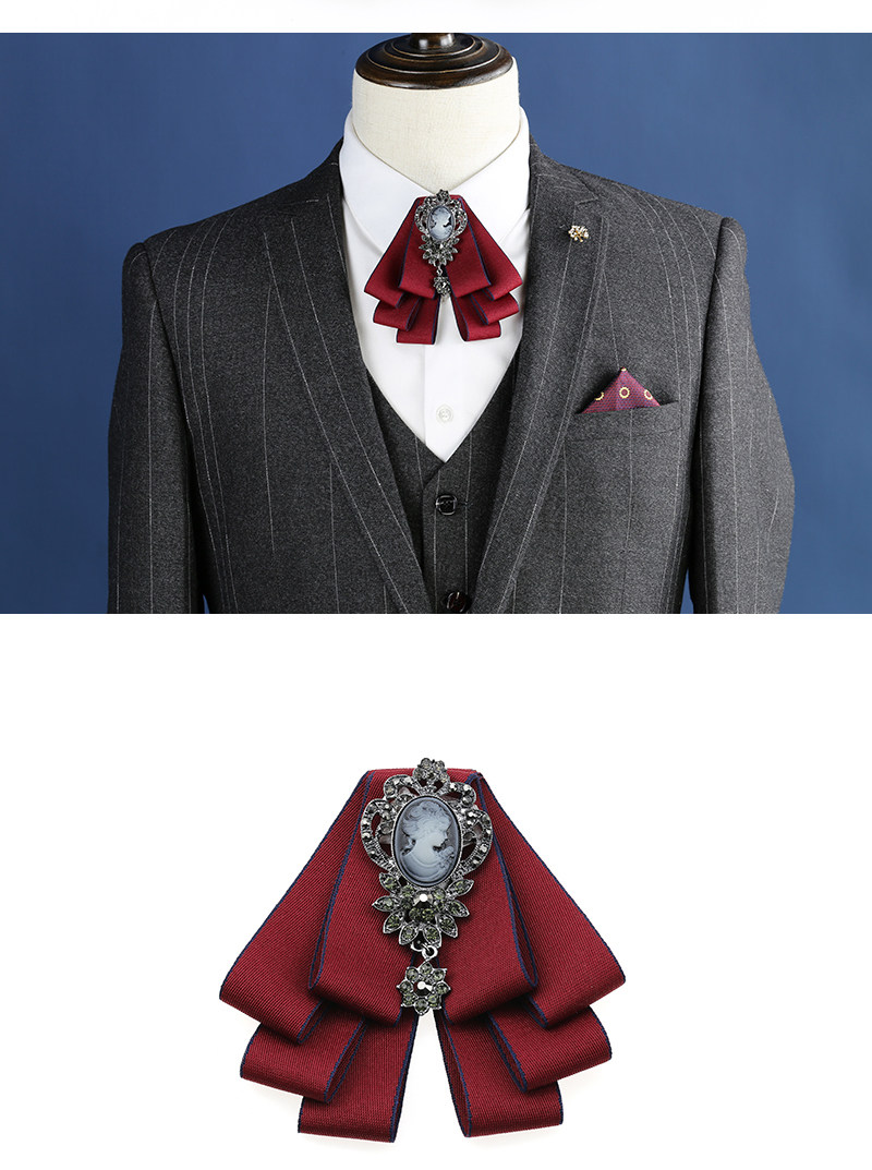 红色领结男韩版英伦高档带钻新郎伴郎婚礼商务表演主持西装配饰