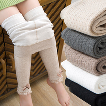 Girls pants autumn trousers foreign childrens leggings plus velvet medium-thick outer wear warm baby pantyhose autumn and winter