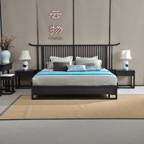 New Chinese solid wood double bed homestay Zen bed modern minimalist ash princess wedding bed hotel custom furniture