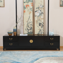 New Chinese solid wood TV cabinet modern simple Zen floor cabinet short cabinet model room living room custom classical audio-visual cabinet