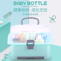 Baby bottle storage box Baby medium portable tableware storage box Drain dust drying rack Antibacterial belt cover box