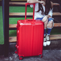 Red Password Pull Lever Box Wedding Suitcase Woman 20 inch Den Case 24 26 Inch Luggage Aluminum Frame Box Universal Wheel