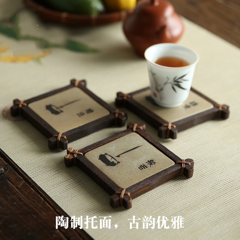 . Poly real boutique scene. Decoration ceramic tea set the cup holder, insulation pad hand - made tea saucer mat accessories S0401