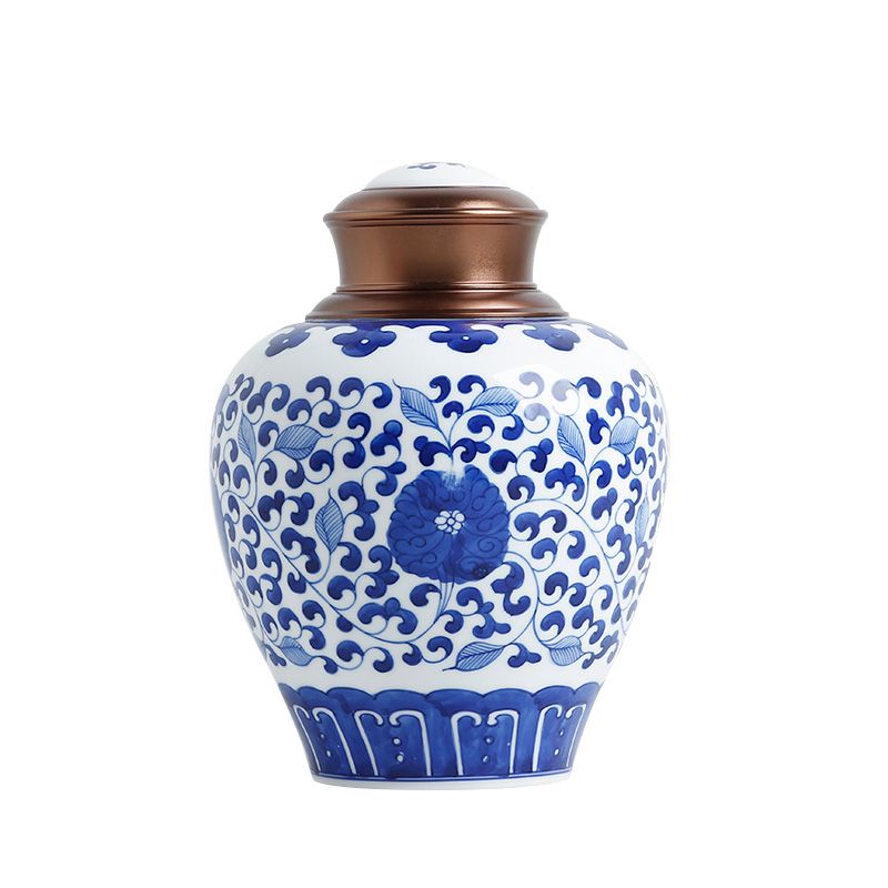 The Poly real view jingdezhen ceramic large Chinese blue and white porcelain tea pot seal high - grade household moistureproof checking out the tea