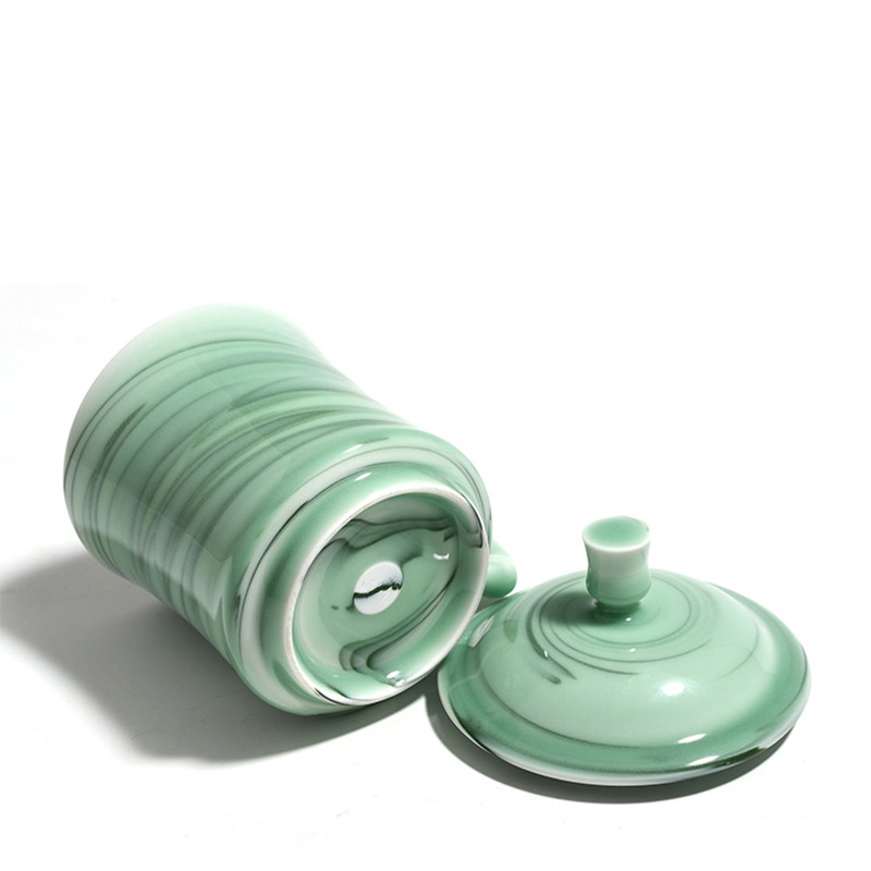 Longquan celadon porcelain office Chinese style with the cover glass cups high - grade household manual personal special tea cups