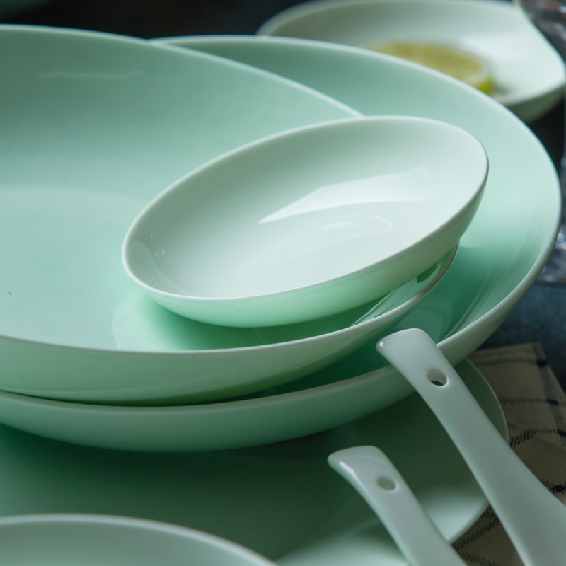 The Poly real celadon western - style food scene circle deep dish dish dish dish household utensils breakfast dish bowl dish dish of fish smell