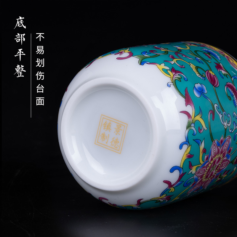 Poly real scene kung fu tea cups of jingdezhen ceramic cup with single with blue water household sample tea cup tea cup