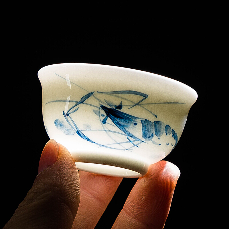 Poly real scene of jingdezhen ceramic tea set sample tea cup hand - made shrimp fun little cup of individual cup cup bowl kunfu tea master