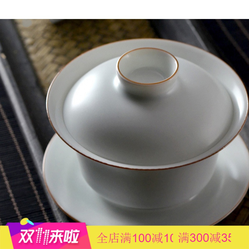 The Poly real scene know jingdezhen pure manual white ceramic tureen tea cups white porcelain only three large bowl tea cups