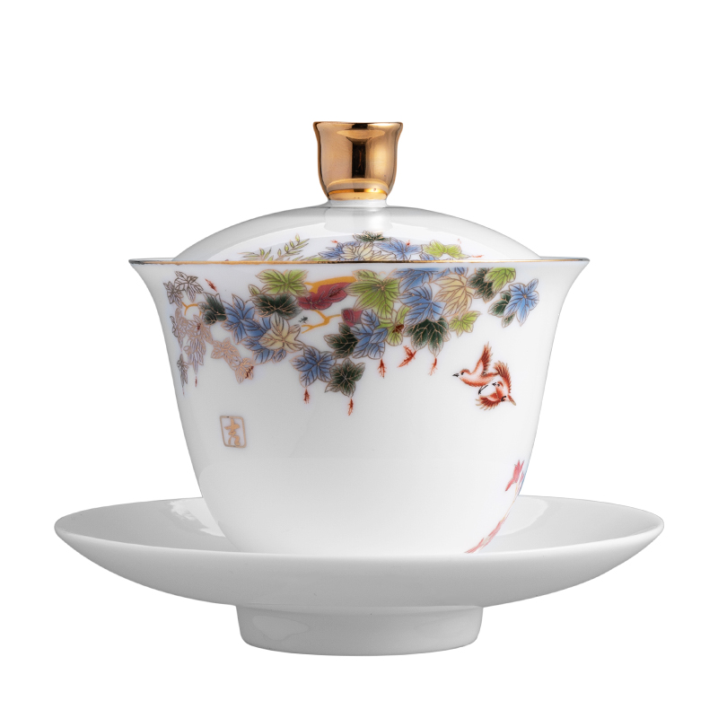 . Poly real scene kung fu tea set kit household small tureen the boom of a complete set of tea cups set light key-2 luxury gifts white porcelain of a complete set of Jane