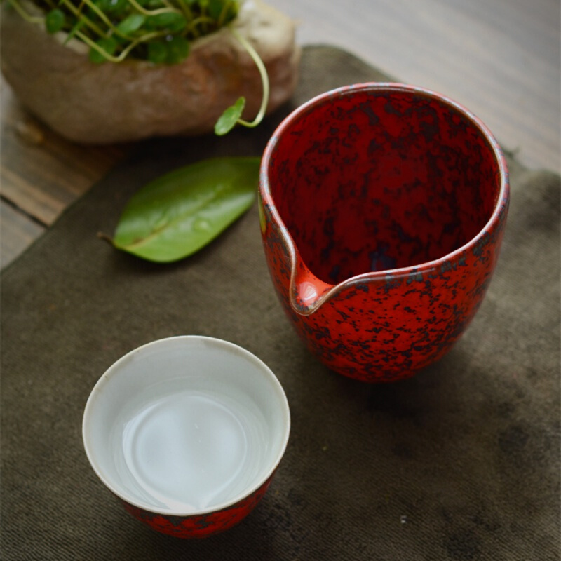 Poly real fair view jingdezhen up cup and cup small kung fu tea set red humanities tea is tea table to match the warring states period