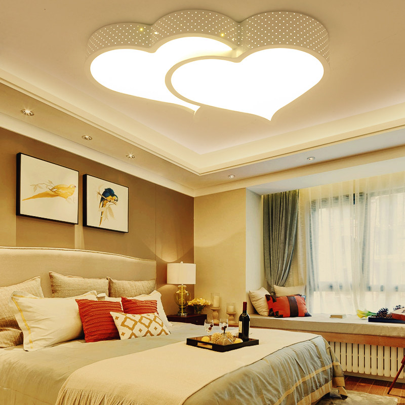 主卧室灯温馨浪漫 led吸顶灯饰简约现代灯具心形创意个性房间灯
