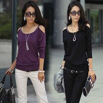 2017 hot diamond shoulder cutout T-shirt autumn women t shirts ladies blouse tees