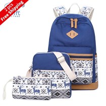 2018 women backpack school bag student canvas travel sets