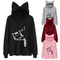 2017 women Cashmere Sweater Hoodie warm winter cat sweater