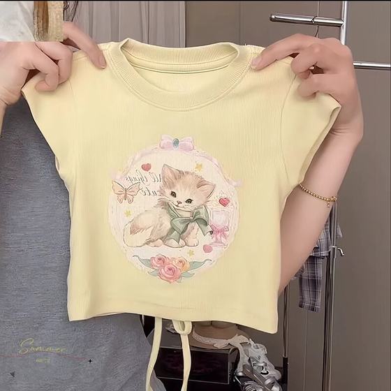 Girls' new 2025 summer new cartoon printed short-sleeved baby girl Korean fashion back hollow top trendy
Girls' new 2025 summer new cartoon printed short-sleeved baby girl Korean fashion back hollow top trendy