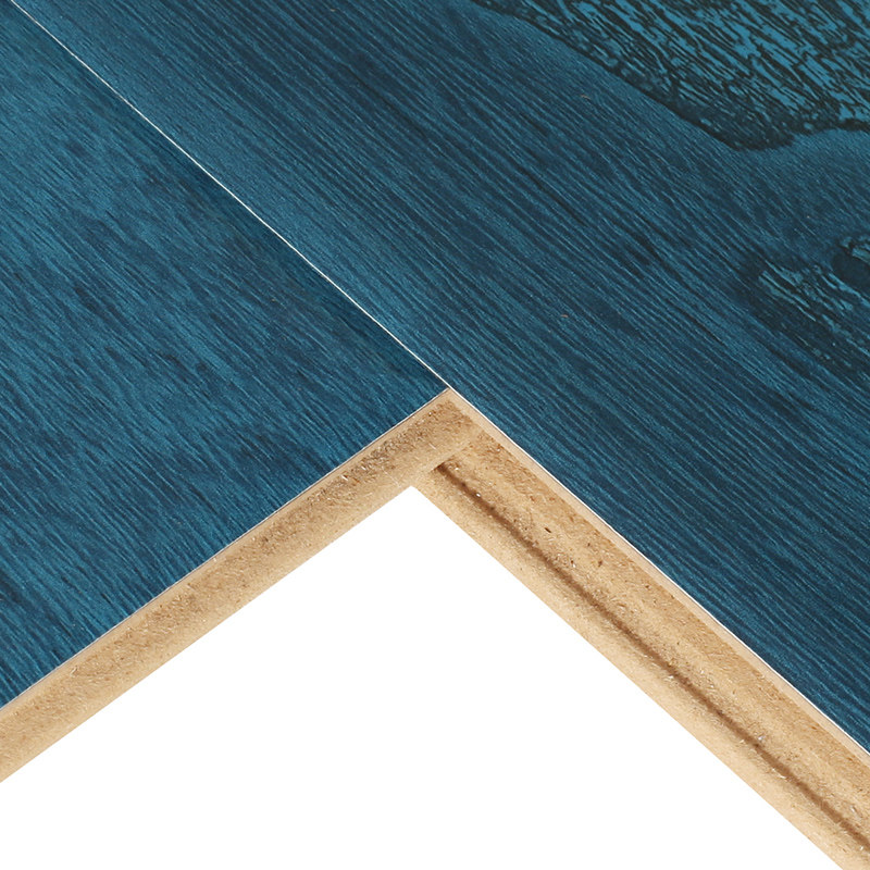 12mm强化复合复古个性蓝色波纹木纹浮雕酒吧服装店家装木地板