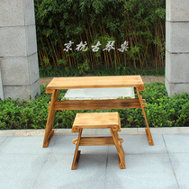 Classic back pattern guqin table guqin stool resonance back pattern detachable guqin table stool with resonance box piano table