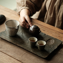 Domestic Author Lean Mafia for Decaying Wood Pot Bearing Tea Table Tea Tray Large Lacquer Craft Windy Whole Wood Full Manual Chipping