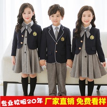 School uniform set primary school students English style high-end suit kindergarten Garden dress spring and autumn dress childrens college performance class uniform