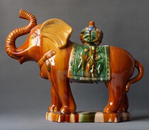 Tang Sancai Ceramics Elephant Pendulum pieces Handicraft Auspicious Ruyi Fu Expensive Elephant living room Home Decorative Artwork Gift