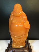 Authentic Indonesian gold field yellow Millard Buddha pendulum piece collection pure handmade Yaan green shoushan stone gold field yellow