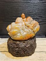 Lao Tian Boutique Pendulum Pieces Foshou Double Full Boutique Round Sculpture Pendulum Pieces Collection Pint Yaan Green Shoushan Stone