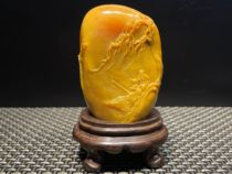 Lao Stone Pendulum High Relief River South Water Township Swing Piece Stone Sculpture Gift Gold Stone Seal Engraving Elegant Green