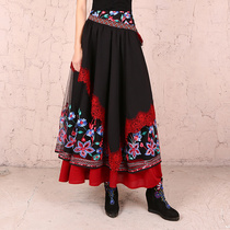 Two people story retro national wind skirt square dance costume performance big swing skirt dance dance long dress QZ0095