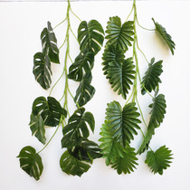 Simulation of wall-mounted leaves tortoise leaves turtle back vines simulation of Hilin taro leaves climbing vines hanging baskets green plants