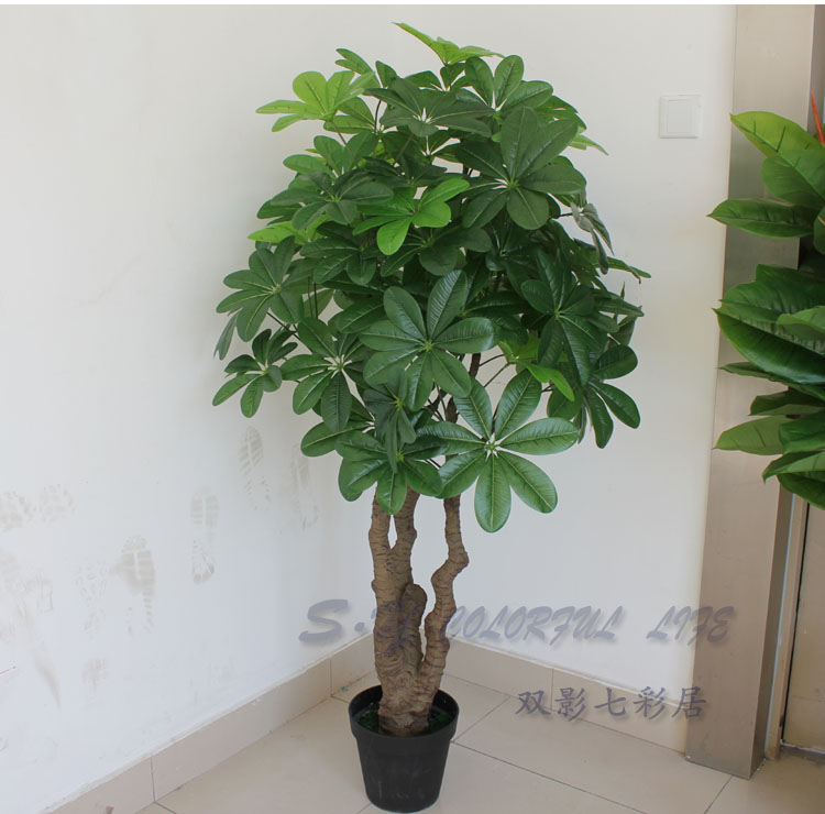 仿真发财树 鸭掌木绿植盆栽 仿真树木装饰绿植 环境造景店面装饰