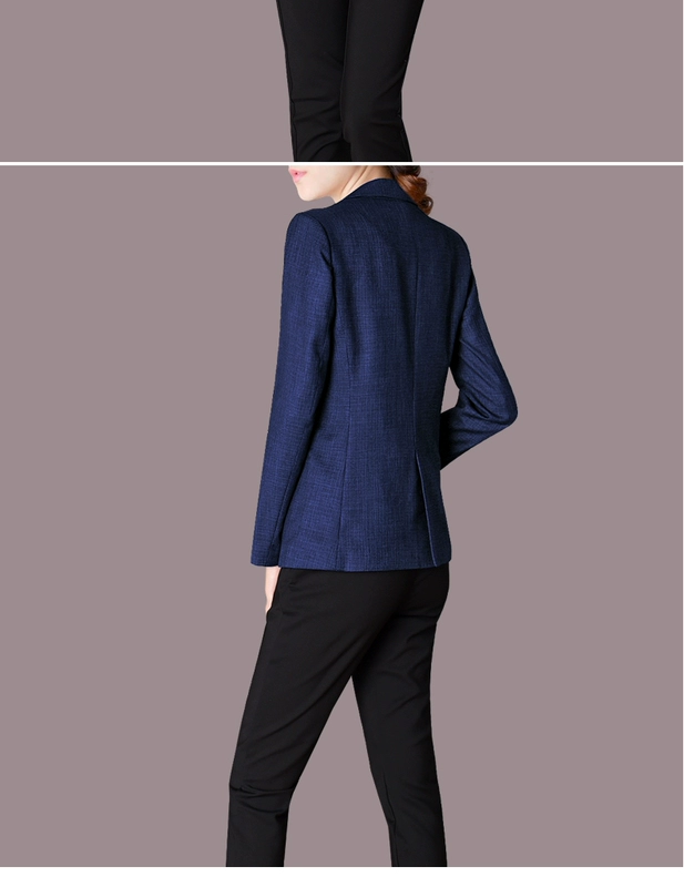 Mùa thu và mùa đông 2021 mặc màu xanh giản dị ngắn phù hợp với dài tay thời trang OL màu đặc biệt mỏng áo khoác ngắn của phụ nữ G39 - Áo khoác ngắn